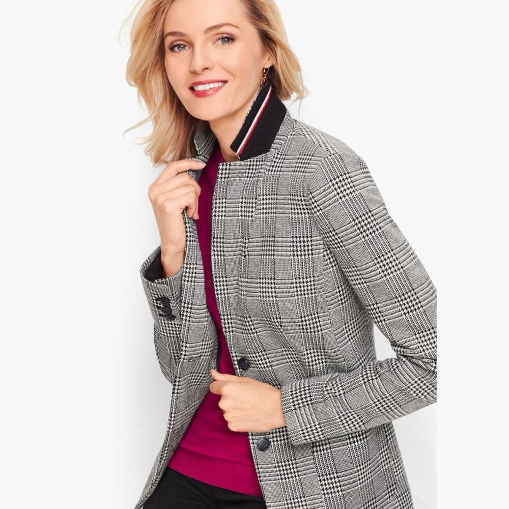 Talbots Aberdeen knit blazer Glen Plaid Ponte Sz 22W Preppy Academia Chic Jacket